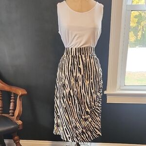 Leota Black, White & Yellow Ruched Wrap Midi Skirt -Kathy Skirt in Inky sz M